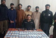 سرگودھا:تھانہ اربن ایریا پولیس کی کاروائی کے دوران ڈکیتی کے 05 مقدمات میں مطلوب 05 ملزمان گرفتار
